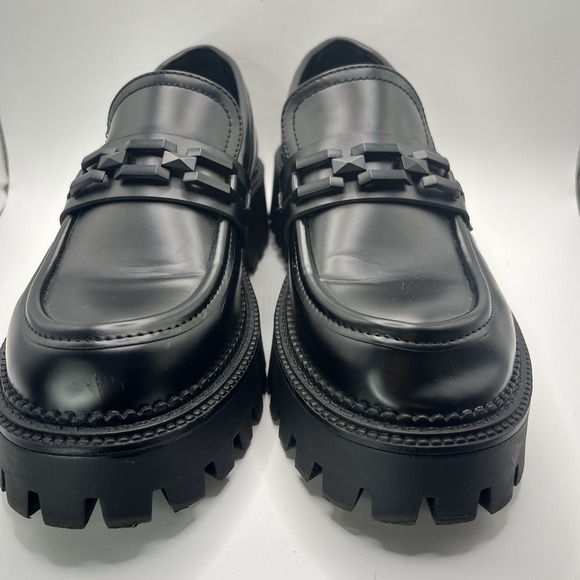 Steve Madden Women's 8 Aerin Chunky Platform Loafers Black With Plastic Chain - Picture 2 of 9